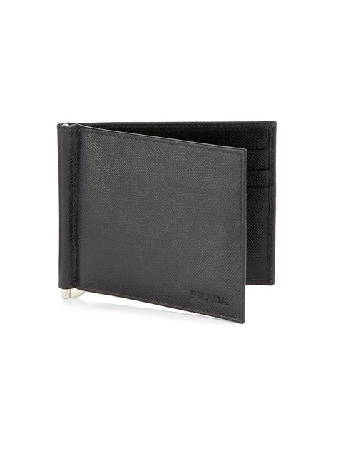 prada black men's wallet|prada wallet with money clip.